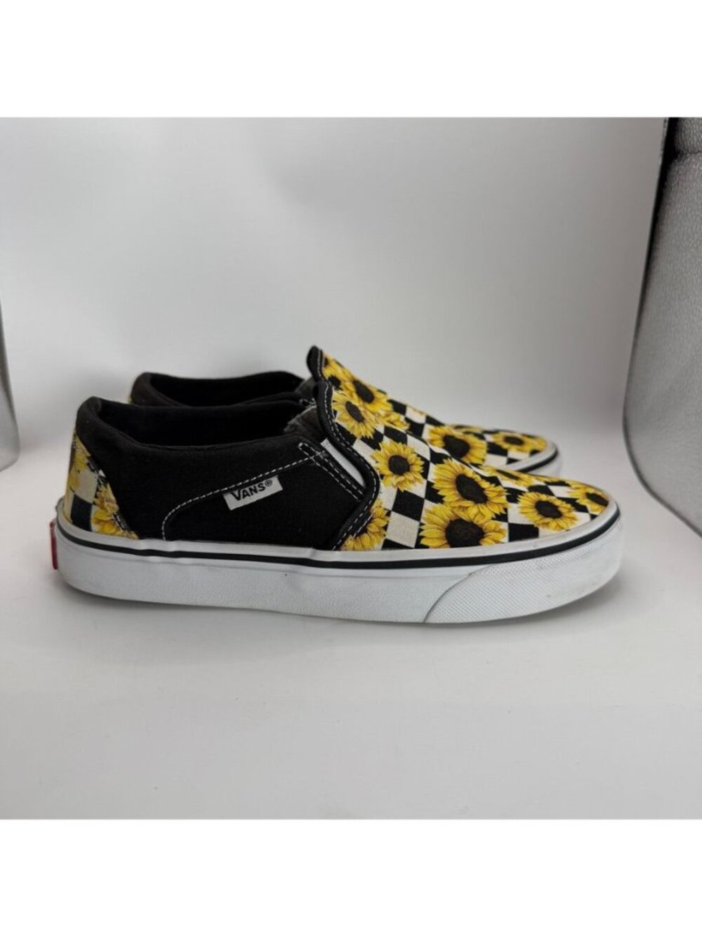 Vans Sunflower Checkerboard Slip-On Shoes Womens Size 6 Casual Canvas Skate Snea
